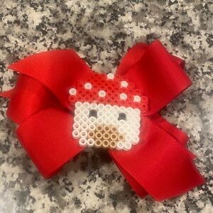 NWOT HANDMADE perler mushroom hairbow